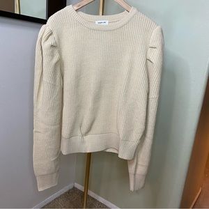 073-WOMEN'S LONG PUFF SLEEVE KNIT PULLOVER SWEATER